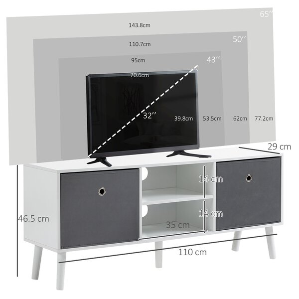 HOMCOM Morden TV Cabinet, TV Stand for TVs Up to 50 Inches with Storage Compartments and Drawer, White & Grey Aosom UK