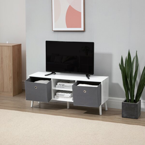 HOMCOM Morden TV Cabinet, TV Stand for TVs Up to 50 Inches with Storage Compartments and Drawer, White & Grey Aosom UK