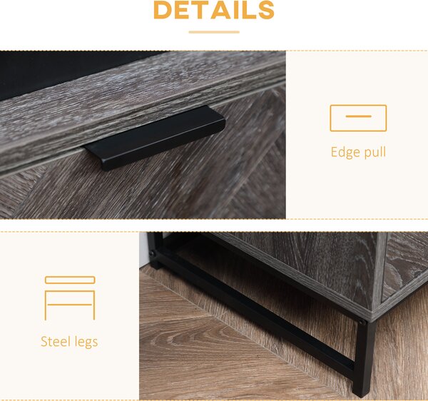 HOMCOM Bedside Table with Drawer and Shelf, Side End Table with Steel Legs for Living Room, Bedroom, Dark Grey