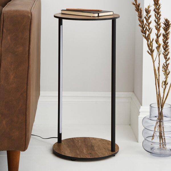 Fulton Rustic Pine Side Table with LED Lights