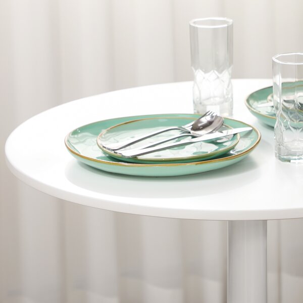 HOMCOM Round Dining Table, Modern Dining Room Table with Steel Base, Non-slip Foot Pad, Space Saving Small Dining Table, White Aosom UK