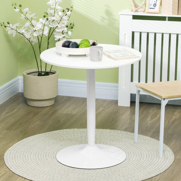 HOMCOM Round Dining Table, Modern Dining Room Table with Steel Base, Non-slip Foot Pad, Space Saving Small Dining Table, White Aosom UK