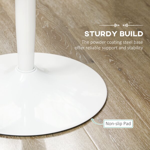 HOMCOM Round Dining Table, Modern Dining Room Table with Steel Base, Non-slip Foot Pad, Space Saving Small Dining Table, White Aosom UK