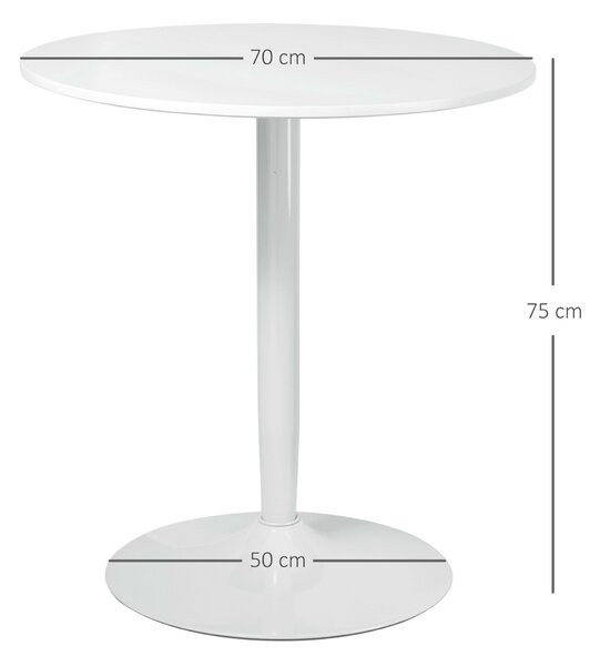 HOMCOM Round Dining Table, Modern Dining Room Table with Steel Base, Non-slip Foot Pad, Space Saving Small Dining Table, White Aosom UK