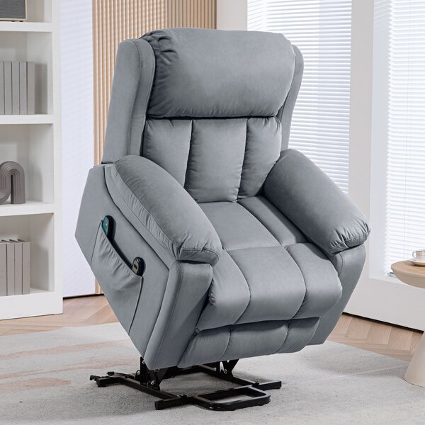 HOMCOM Power Lift Riser and Recliner Chair with Vibration Massage, Heat, Side Pocket, Grey Aosom UK