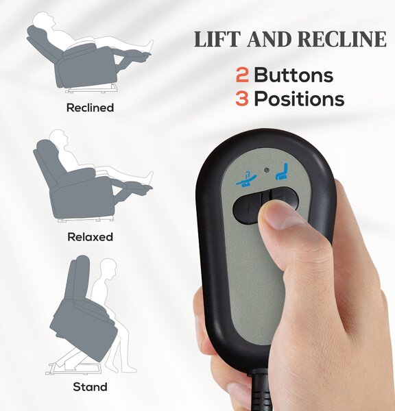 HOMCOM Power Lift Riser and Recliner Chair with Vibration Massage, Heat, Side Pocket, Grey Aosom UK