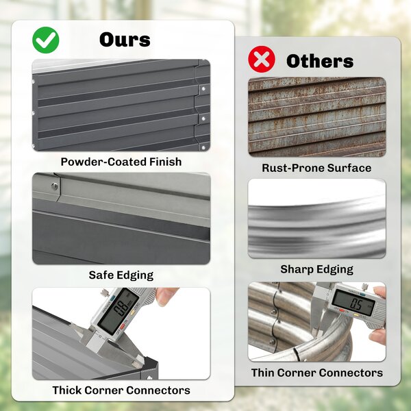 Outsunny Raised Beds for Garden, Galvanised Outdoor Planters for Herbs and Vegetables, for Patio, Garden, Balcony, Light Grey