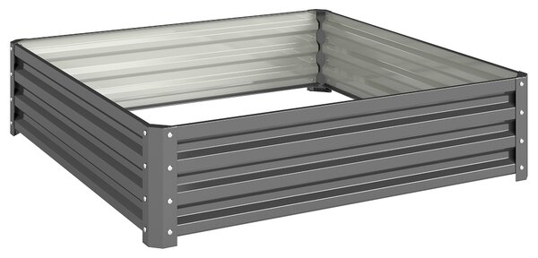 Outsunny 432L Square Raised Garden Bed Box Steel Frame for Vegetables, Flowers and Herbs, 120 x 120 x 30cm, Light Grey