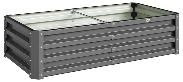 Outsunny Raised Beds for Garden, Galvanised Outdoor Planters for Herbs and Vegetables, for Patio, Garden, Balcony, Light Grey
