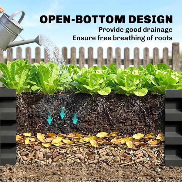 Outsunny Galvanised Raised Beds for Garden Set of 2, Outdoor Elevated Planter Box, Easy-to-assemble, for Growing Flowers, Herbs and Vegetables, Grey