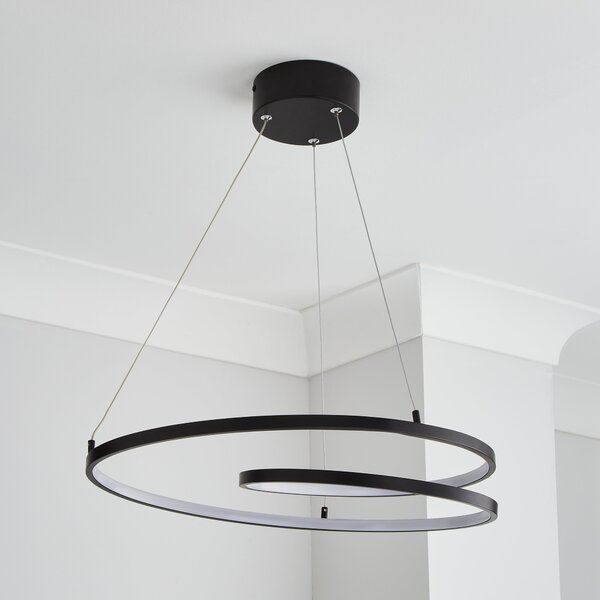 Menton Integrated LED Swirl Hoop Semi Flush Ceiling Light