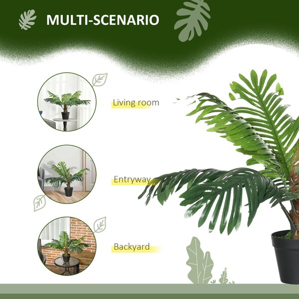 Outsunny 2 Pack 60cm Artificial Palm Tree Decorative Plant with Nursery Pot, Fake Tropical Tree for Indoor Outdoor Décor Aosom UK