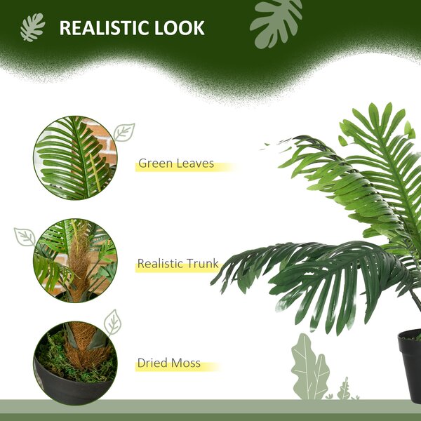 Outsunny 2 Pack 60cm Artificial Palm Tree Decorative Plant with Nursery Pot, Fake Tropical Tree for Indoor Outdoor Décor Aosom UK