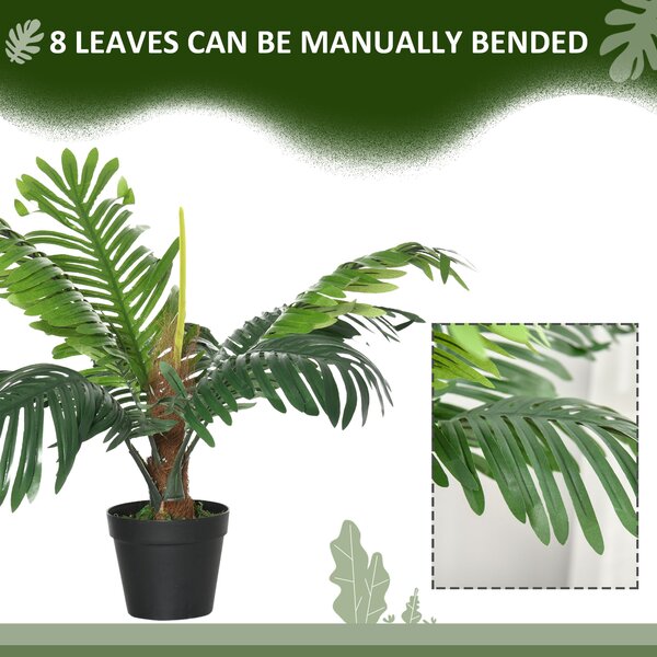 Outsunny 2 Pack 60cm Artificial Palm Tree Decorative Plant with Nursery Pot, Fake Tropical Tree for Indoor Outdoor Décor Aosom UK