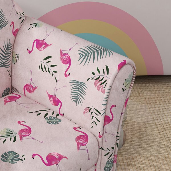 AIYAPLAY Kids Armchair with Flamingo Design, Wooden Frame, for Bedroom, Playroom, Kids Room, Pink Aosom UK