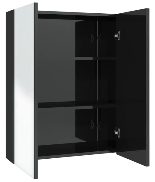 Bathroom Mirror Cabinet 60x15x75 cm MDF Shining Black