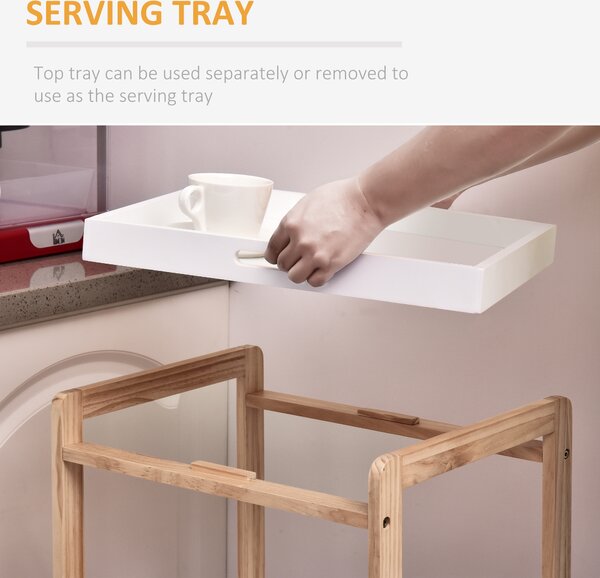 HOMCOM 3-Tier Mobile Kitchen Trolley Cart Storage Shelves Rack Rolling Wheels White 46 x 35 x 74.5 cm