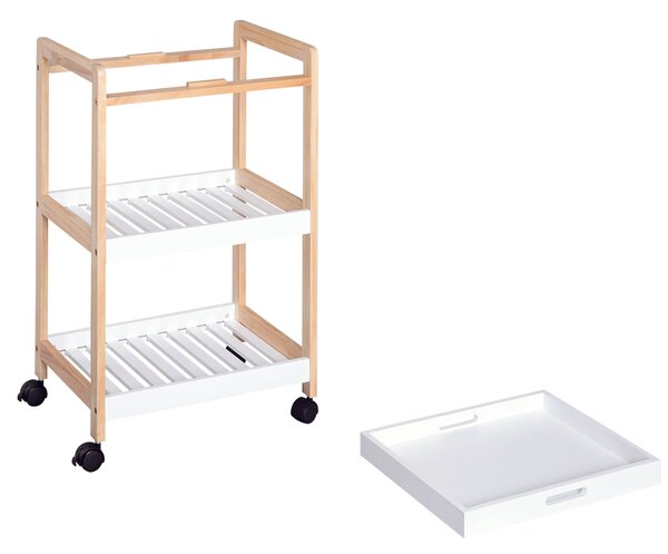 HOMCOM 3-Tier Mobile Kitchen Trolley Cart Storage Shelves Rack Rolling Wheels White 46 x 35 x 74.5 cm