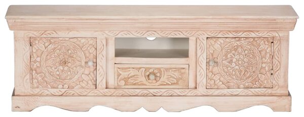 TV Cabinet White 120x30x40 cm Solid Mango Wood