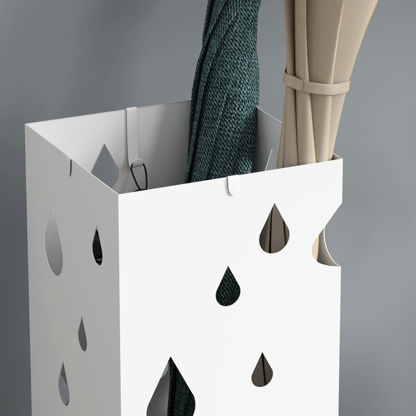 HOMCOM Six-Umbrella Steel Holder Stand - White Aosom UK
