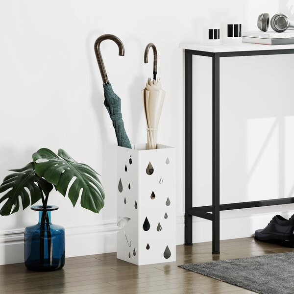 HOMCOM Six-Umbrella Steel Holder Stand - White Aosom UK