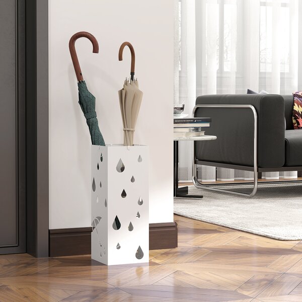 HOMCOM Six-Umbrella Steel Holder Stand - White Aosom UK