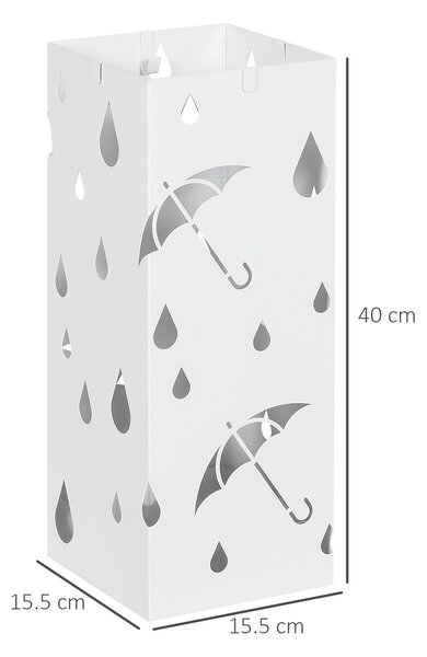 HOMCOM Six-Umbrella Steel Holder Stand - White Aosom UK