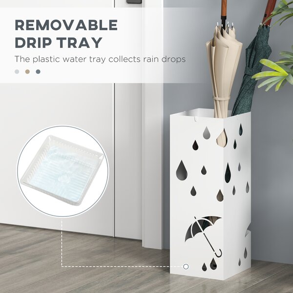 HOMCOM Six-Umbrella Steel Holder Stand - White Aosom UK