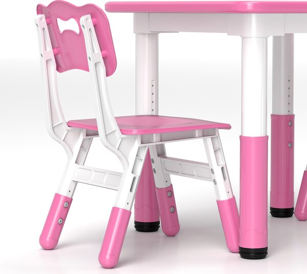 AIYAPLAY Height Adjustable Toddler Table and Chair Set, 3 Pcs Children Activity Table w/ 2 Chairs, for Playroom, Bedroom - Pink Aosom UK