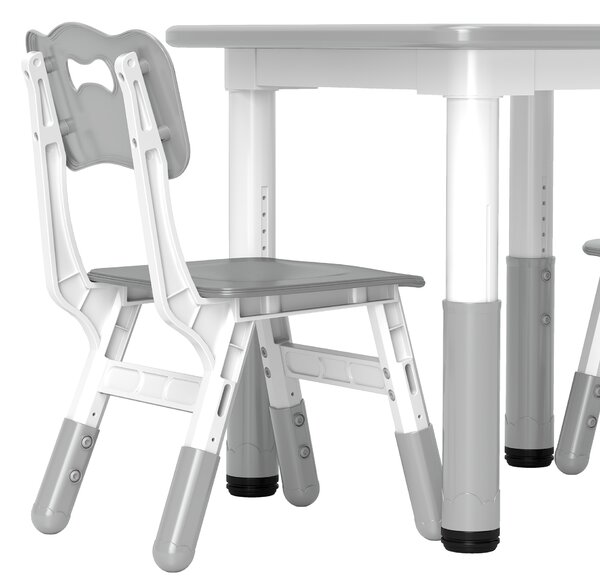 AIYAPLAY Height Adjustable Toddler Table and Chair Set, 3 Pcs Children Activity Table w/ 2 Chairs, for Playroom, Bedroom - Grey Aosom UK