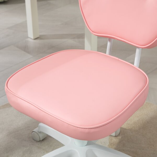 Vinsetto Vanity Office Chair, PU Leather Computer Chair for Home, with Adjustable Height, Armless, Swivel Wheels, Pink Aosom UK