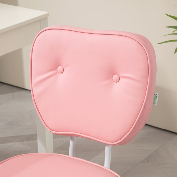 Vinsetto Vanity Office Chair, PU Leather Computer Chair for Home, with Adjustable Height, Armless, Swivel Wheels, Pink Aosom UK