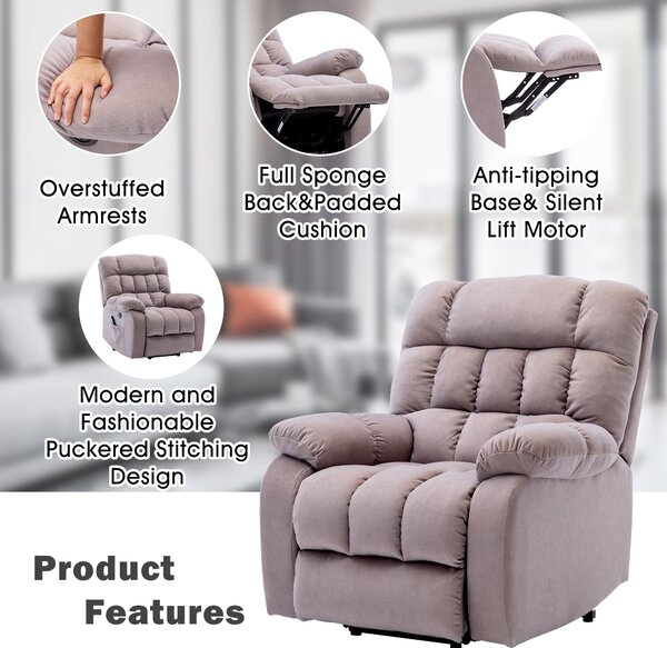 Electric Power Lift Recliner Armchair with Vibration, USB Ports, Side Pockets, Comfy Heating Massage Chair for Elderly, 91x81x104 cm, Beige Aosom.UK