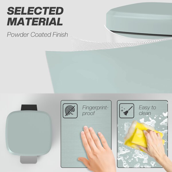 HOMCOM 12 Litre Pedal Bin, Fingerprint Proof Kitchen Bin, Metal Rubbish Bin w/ Soft-close Lid, Foot Pedal & Removable Inner Bucket Aosom UK