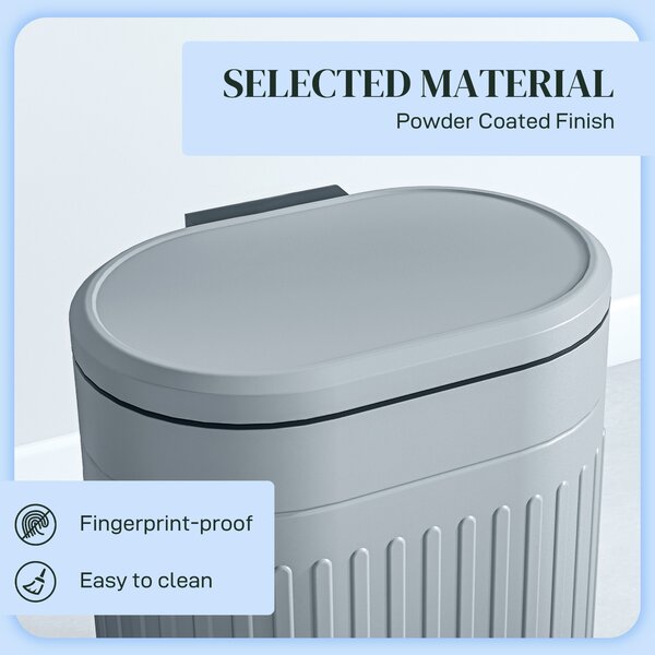 HOMCOM 20 Litre Pedal Bin, Fingerprint Proof Kitchen Bin w/ Soft-close Lid, Metal Rubbish Bin w/ Foot Pedal & Removable Inner Bucket, Grey Aosom UK