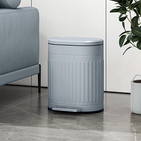 HOMCOM 20 Litre Pedal Bin, Fingerprint Proof Kitchen Bin w/ Soft-close Lid, Metal Rubbish Bin w/ Foot Pedal & Removable Inner Bucket, Grey Aosom UK