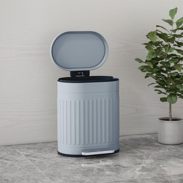 HOMCOM 20 Litre Pedal Bin, Fingerprint Proof Kitchen Bin w/ Soft-close Lid, Metal Rubbish Bin w/ Foot Pedal & Removable Inner Bucket, Grey Aosom UK