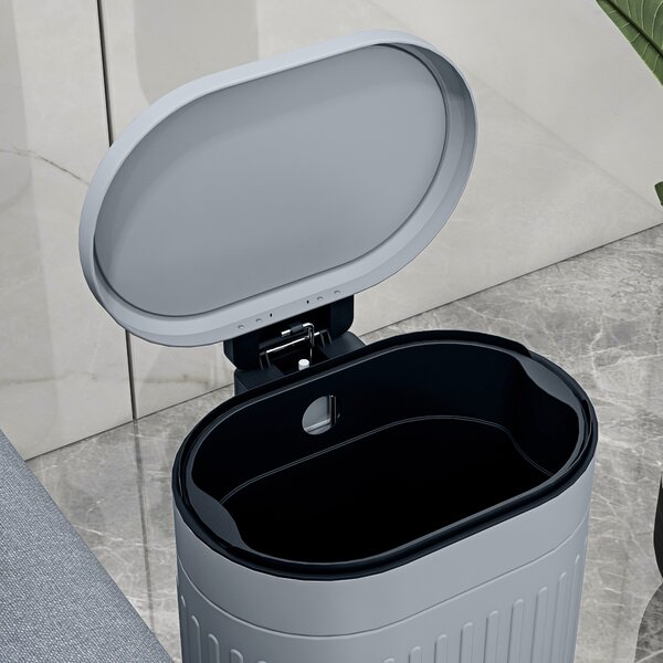 HOMCOM 20 Litre Pedal Bin, Fingerprint Proof Kitchen Bin w/ Soft-close Lid, Metal Rubbish Bin w/ Foot Pedal & Removable Inner Bucket, Grey Aosom UK