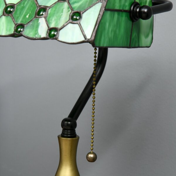 HOMCOM Stained Glass Bedroom Table Lamp, Handmade Antique Bedside Light for Bedroom, Living Room, Home, Nightstand, Green Aosom UK