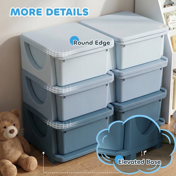 HOMCOM Kids Storage Unit, with Six Drawers - Blue Aosom UK