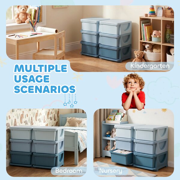 HOMCOM Kids Storage Unit, with Six Drawers - Blue Aosom UK