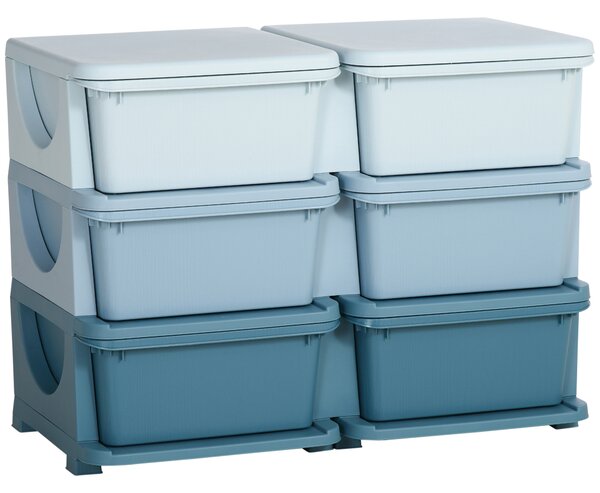 HOMCOM Kids Storage Unit, with Six Drawers - Blue Aosom UK