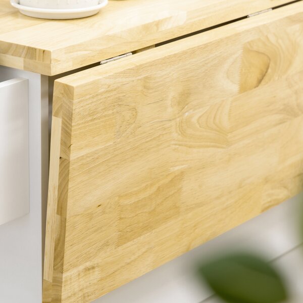 HOMCOM Drop-Leaf Kitchen Island on Wheels Utility Storage Cart with Drawers & Cabinet for Kitchen, Dining & Living Room
