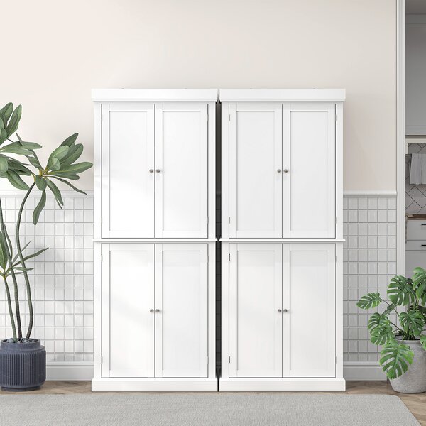 HOMCOM White Kitchen Cupboard, Tall Kitchen Cupboard with 6-Tier Adjustable Shelves Aosom UK