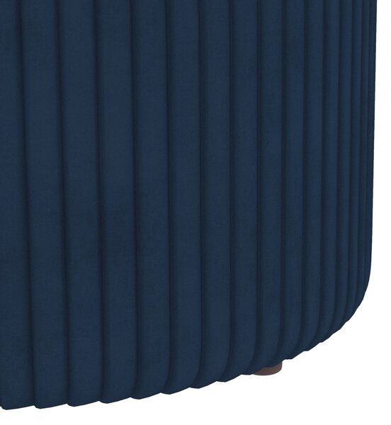 HOMCOM Round Ottoman Stool with Storage, Velvet-feel Fabric Pouffe, Padded Seat Foot Stool, Blue