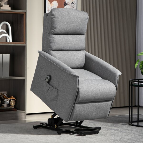 HOMCOM Electric Power Lift Recliner Chair with Spring Pack Seat, Fabric Recliner Armchair for Elderly w/ Footrest, Pockets Aosom UK