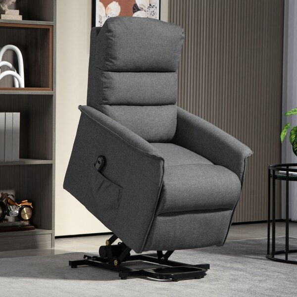 HOMCOM Electric Power Lift Recliner Chair with Spring Pack Seat, Fabric Recliner Armchair for Elderly with Footrest, Pockets Aosom UK