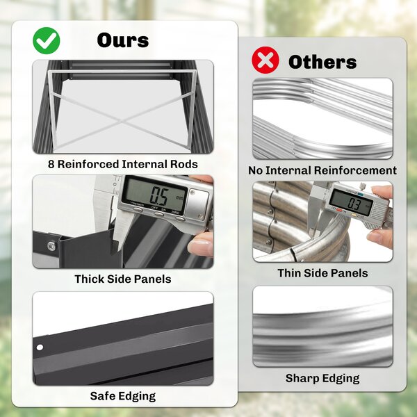 Outsunny Galvanised Steel Raised Bed, Rectangular Garden Boxes for Outdoor Garden, Dark Grey, 180 x 90 x 59 cm Aosom UK