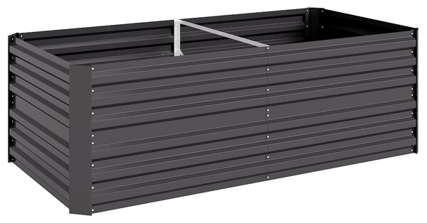 Outsunny Galvanised Steel Raised Bed, Rectangular Garden Boxes for Outdoor Garden, Dark Grey, 180 x 90 x 59 cm Aosom UK