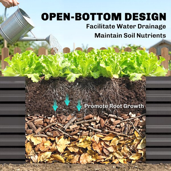 Outsunny Galvanised Steel Raised Bed, Rectangular Garden Boxes for Outdoor Garden, Dark Grey, 180 x 90 x 59 cm Aosom UK